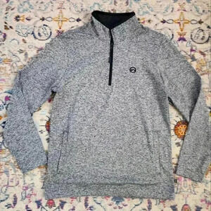 Frontier Supply Co Mens Grey Half Zip Pullover Athletic Shirt Long Sleeve, sz SM
